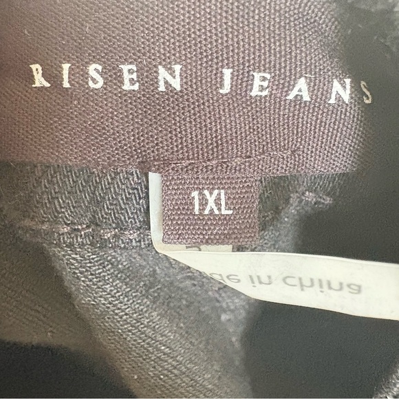 Risen Margo Rhinestone Embellished Mid Rise Crop Straight Jeans Chain Detail 1XL - Picture 10 of 10